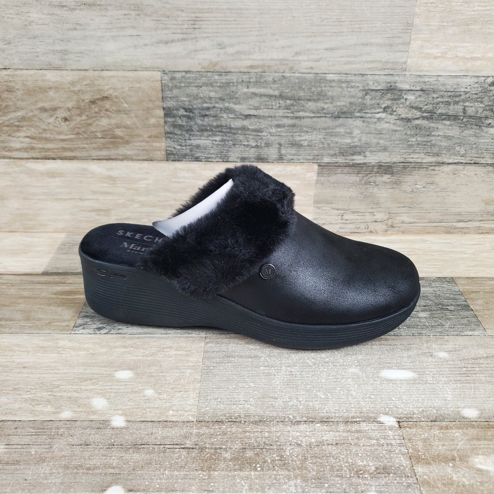 Martha Stewart Skechers Pier Lite Womens Clog Sz 9.5 Black Cozy High Mule Shoe